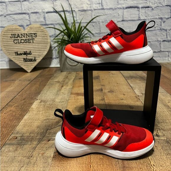 Kid's Unisex adidas Fortarun 2.0 Cloudfoam Elastic Lace-Up Shoes Red HP5445 - Picture 11 of 12